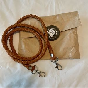 NWOT Nena & Co. braided strap - brown leather 47”